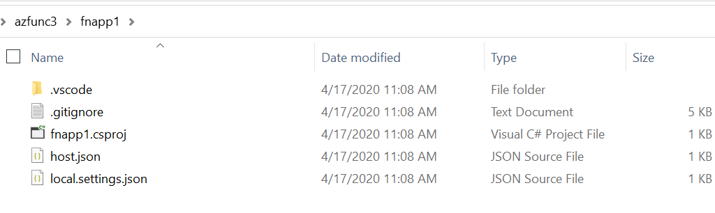 "Function project folder"