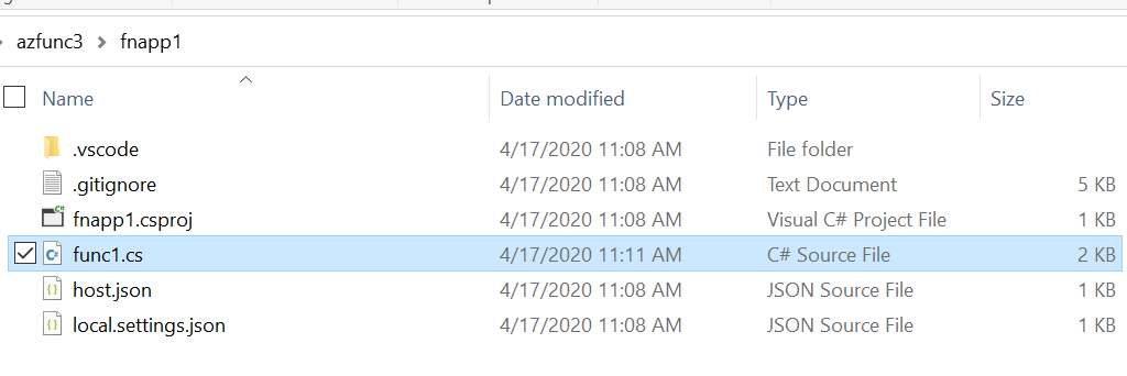 "Function project folder with function"