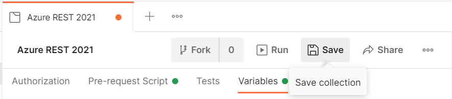 Postman collection save button