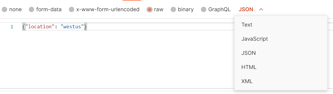 Postman body content type