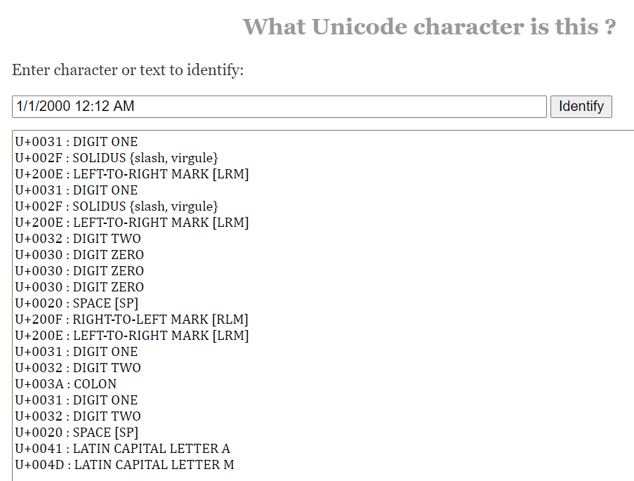 "The hidden unicode chars"