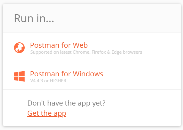Postman run in options