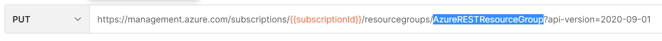 Postman verb and resource group name