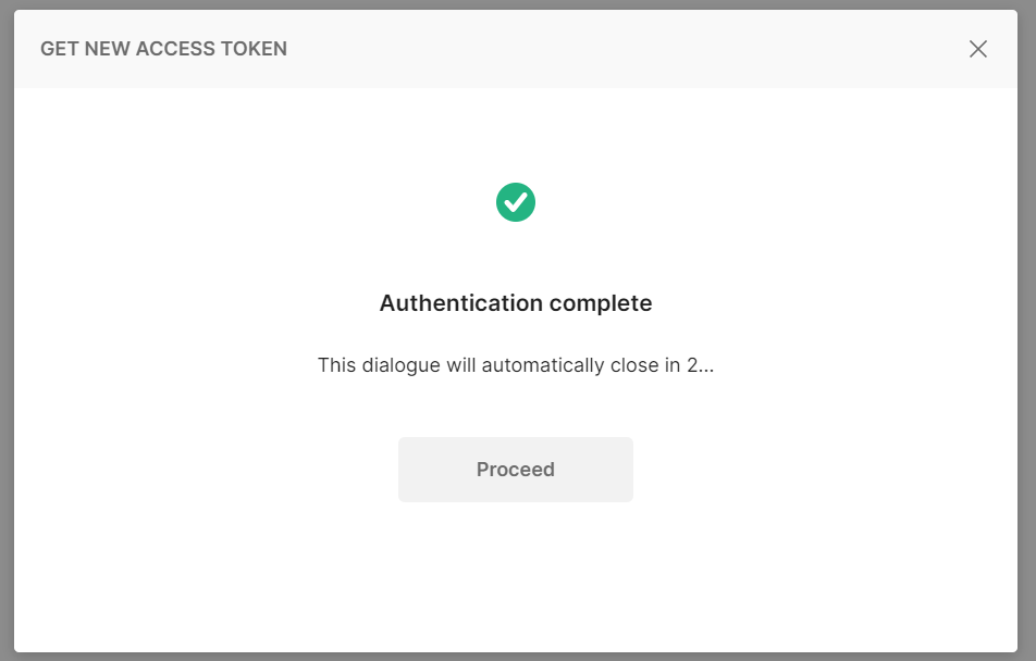 Authentication complete dialog