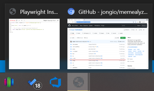'Playwright taskbar'