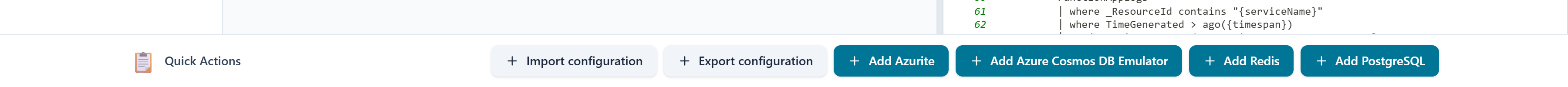 Quick actions bar with common operations
