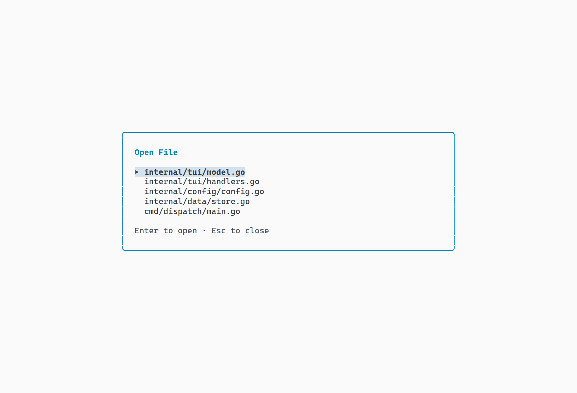 File picker overlay listing session-touched files