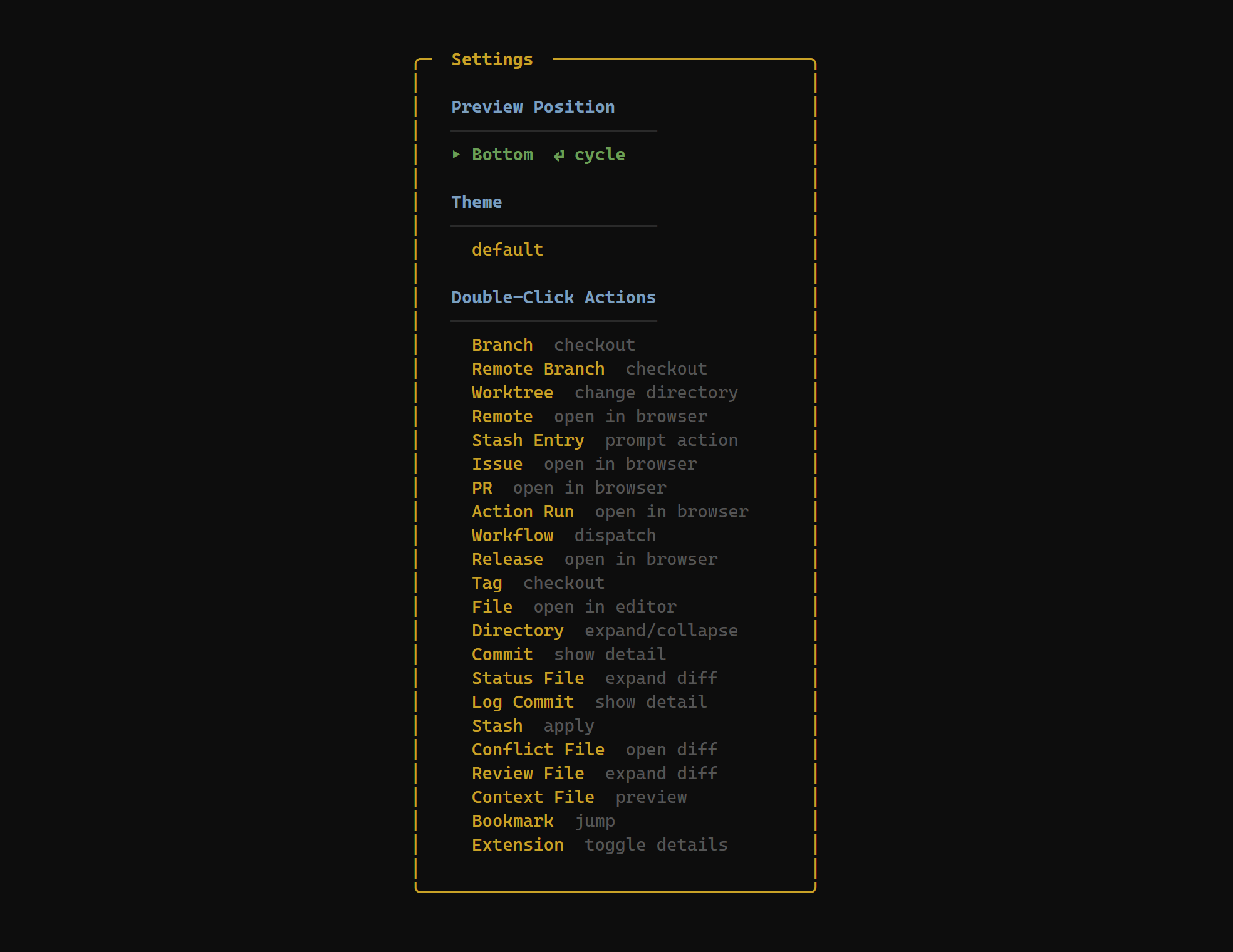 Settings overlay with theme selector
