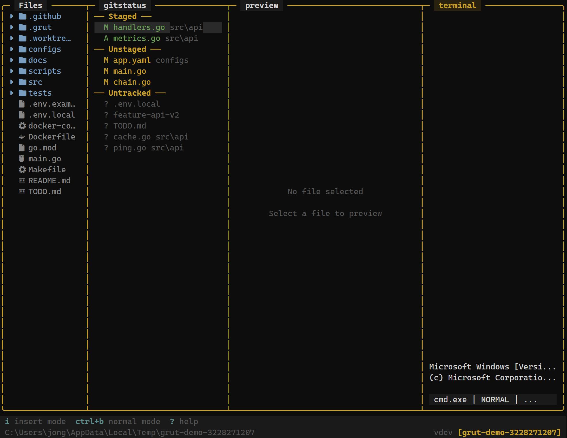 Embedded terminal panel