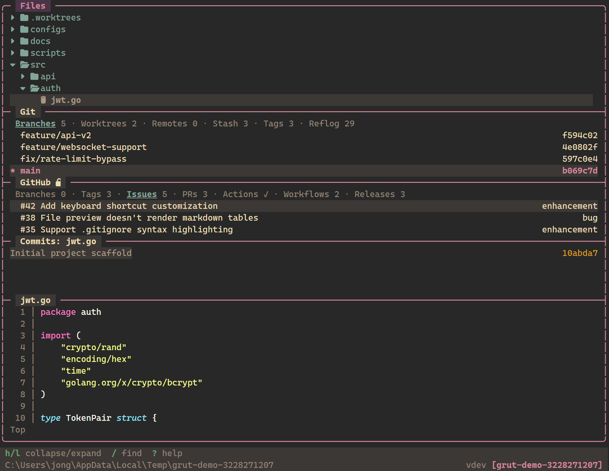 Gruvbox theme — warm retro dark palette