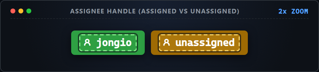 Up-close screenshot of issue assignee token