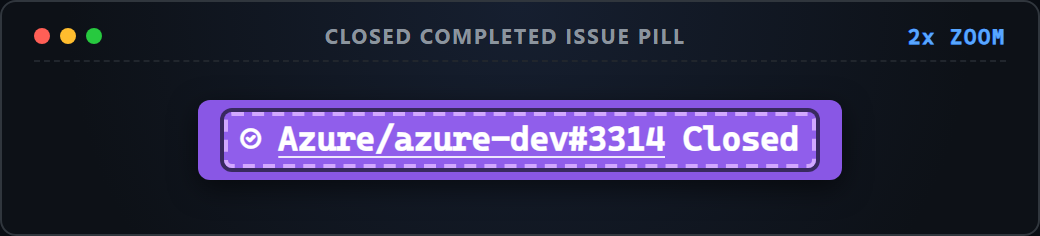 Up-close screenshot of purple closed completed issue pill