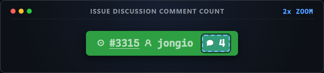 Up-close screenshot of issue comment count token
